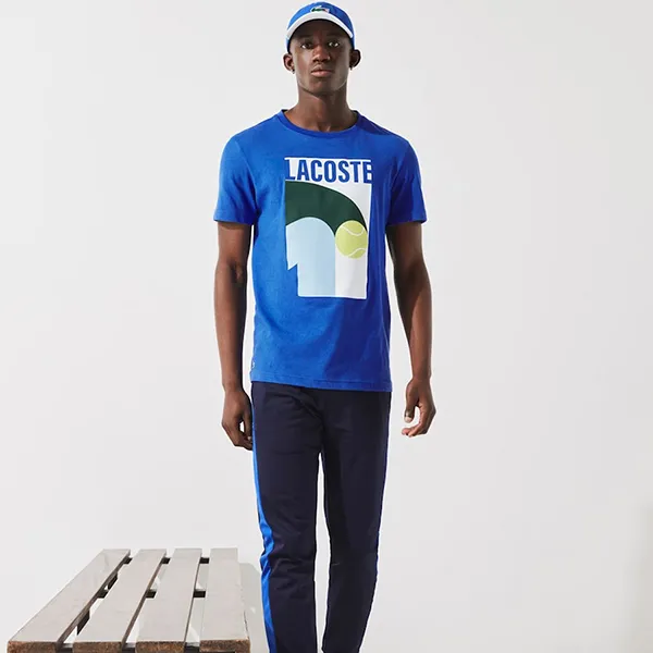 Áo Phông Nam Lacoste Sport Breathable Graphic Print T-Shirt Màu Xanh Blue Size 3