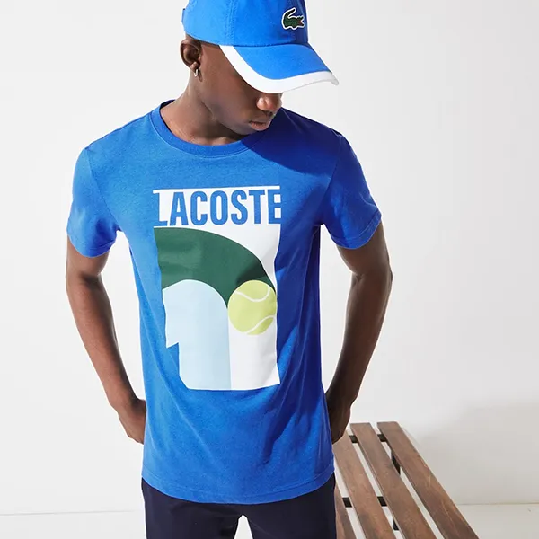 Áo Phông Nam Lacoste Sport Breathable Graphic Print T-Shirt Màu Xanh Blue Size 3