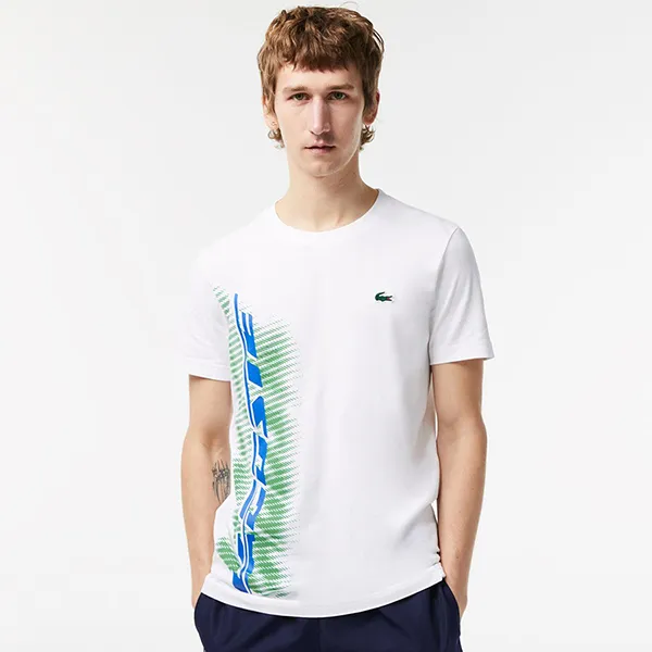 Áo Phông Nam Lacoste Sport Regular Fit Tshirt With Contrast Branding TH5189-001 Màu Trắng Size 3