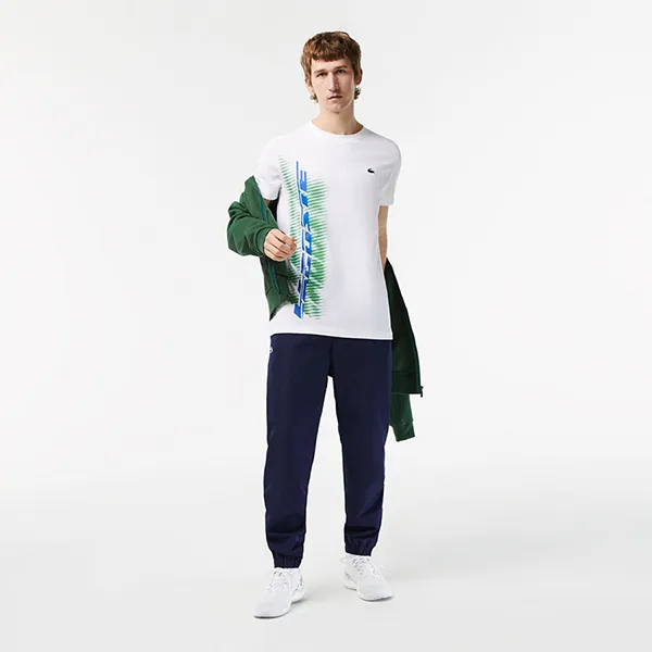 Áo Phông Nam Lacoste Sport Regular Fit Tshirt With Contrast Branding TH5189-001 Màu Trắng Size 3
