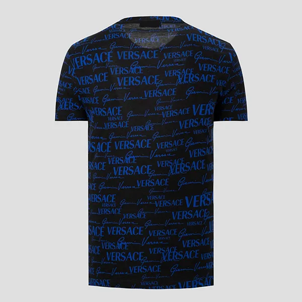 Áo Phông Nam Versace Black With Blue Pattern Printed Tshirt 1002901 1A02086 5B140 Màu Xanh Đen - Thời trang - Vua Hàng Hiệu