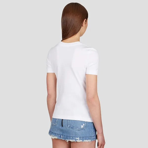 Áo Phông Nữ Dolce & Gabbana D&G White With DG Logo Embroidered Tshirt F8N08Z GDCCF W0800 Màu Trắng