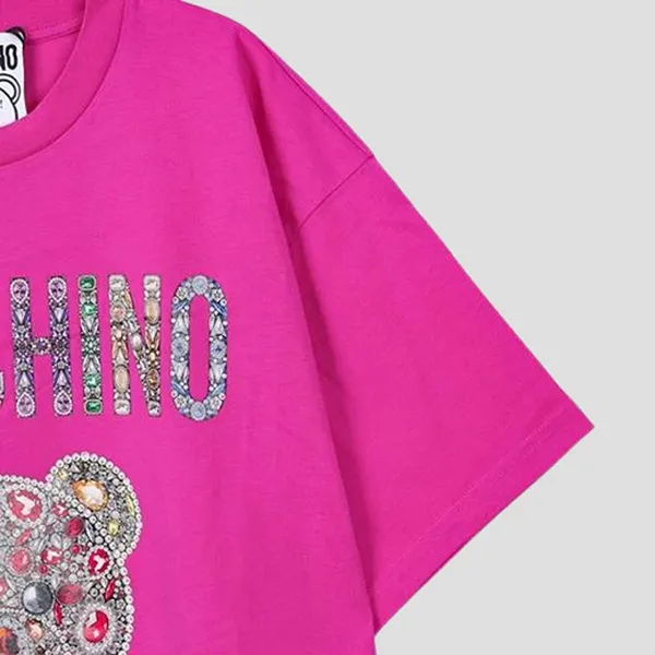 Áo Phông Nữ Moschino Pink With Teddy Bear Logo Printed Tshirt 232D V070954411217 Màu Hồng