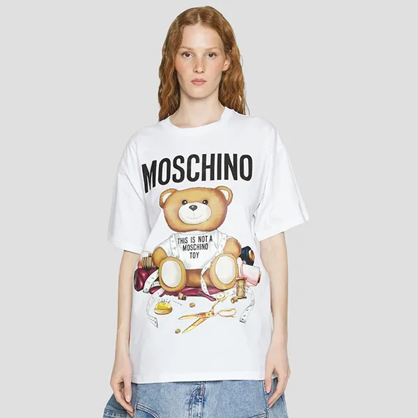 Áo Phông Nữ Moschino White With Teddy Bear Logo Printed Tshirt 232E V070155411001 Màu Trắng Size XXS - Thời trang - Vua Hàng Hiệu