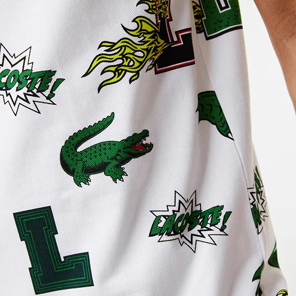 Áo Polo Nam Lacoste Holiday Regular Fit Crocodile Print Polo PH1464-00 Màu Trắng Size 4