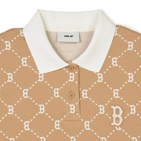Áo Polo MLB Jacquard Boston Red Sox 3FPQM0243-43CAL Màu Nâu Size S