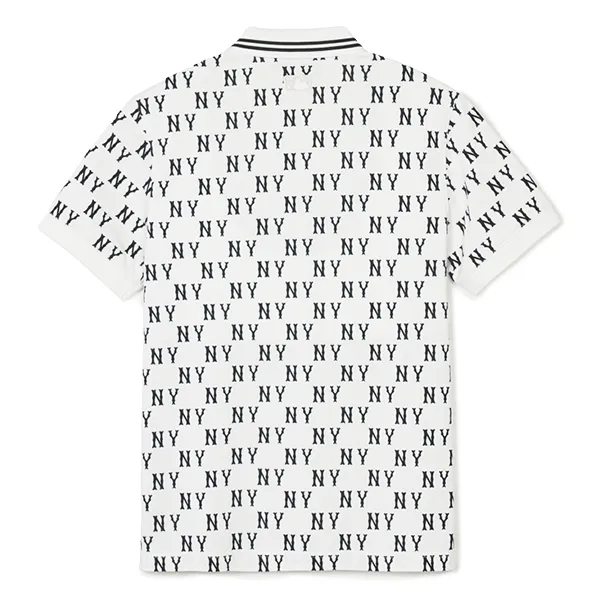 Áo Polo MLB New York Yankees Classic Monogram Front Pattern Collar Polo Shirt 3APQM0443-50IVS Màu Trắng Size S