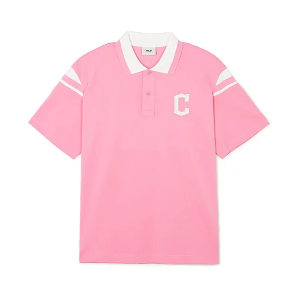Áo Polo MLB Overfit Varsity Cleveland Guardians 3APQV0143-45PKS Màu Hồng