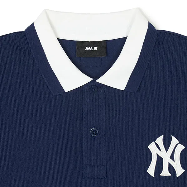 Áo Polo MLB Overfit Varsity New York Yankees 3APQV0143-50NYS Màu Xanh Navy Size L