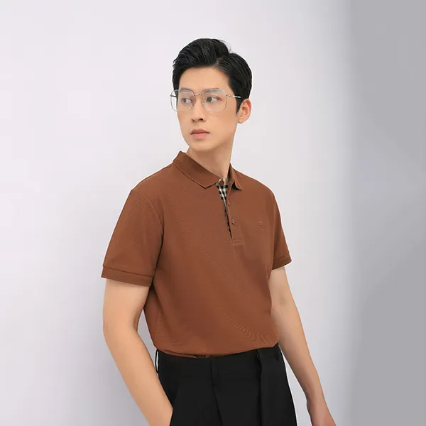 Áo Polo Nam Burberry Brown With Logo Embroidered 80642021 Màu Nâu