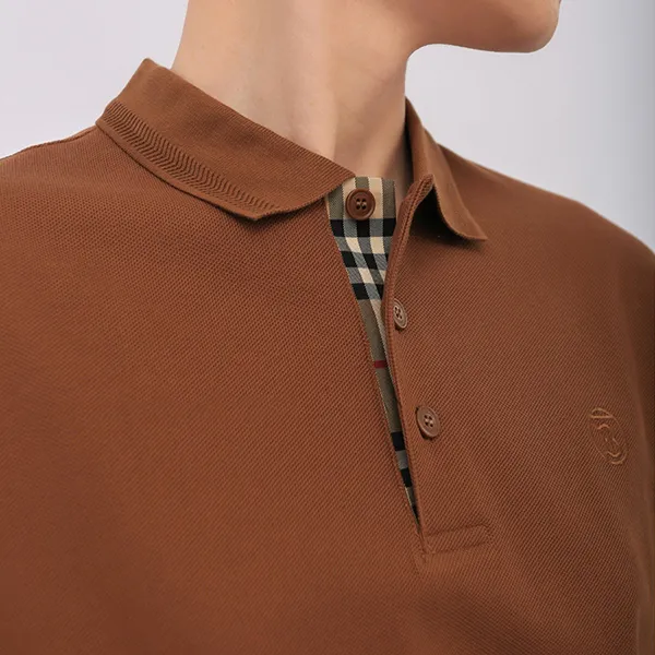 Áo Polo Nam Burberry Brown With Logo Embroidered 80642021 Màu Nâu