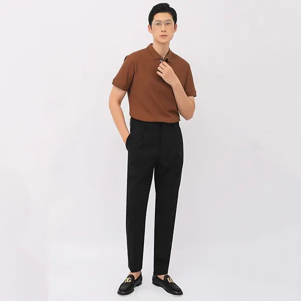 Áo Polo Nam Burberry Brown With Logo Embroidered 80642021 Màu Nâu