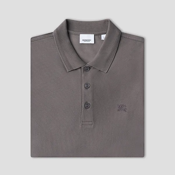 Áo Polo Nam Burberry Dark Grey With Logo Embroidered 80675841 Màu Xám Size L