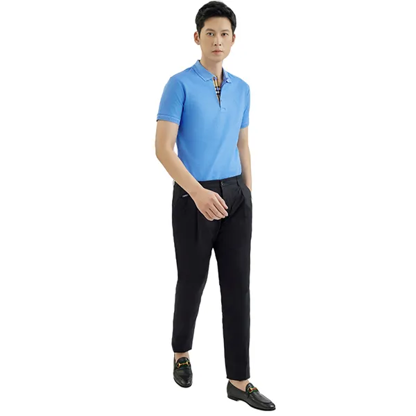 Áo Polo Nam Burberry Eddie With Equestrian Knight Embroidered 8067585 Màu Xanh Blue Size XS