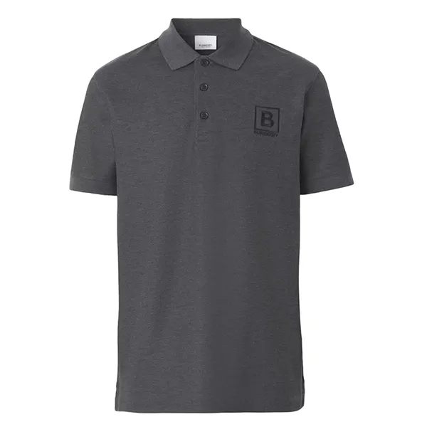 Áo Polo Nam Burberry Letter Graphic Cotton Piqué Màu Ghi Size XS