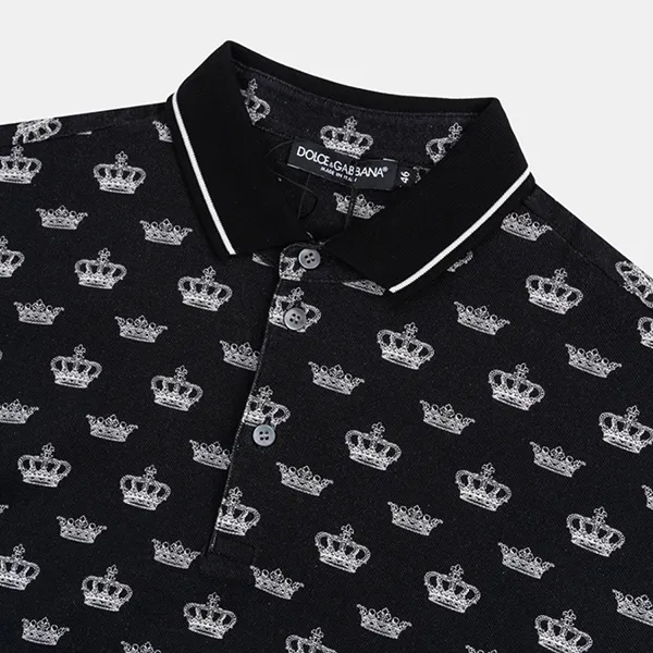 Áo Polo Nam Dolce & Gabbana D&G Crown G8GH1T FS7J9 Màu Đen Size 44