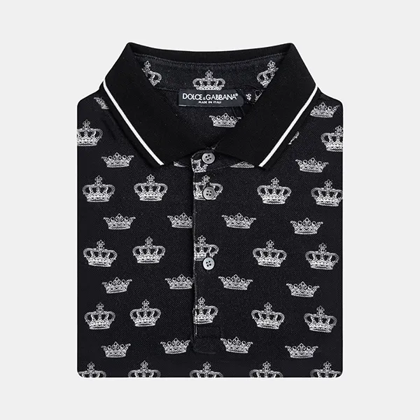 Áo Polo Nam Dolce & Gabbana D&G Crown G8GH1T FS7J9 Màu Đen Size 44