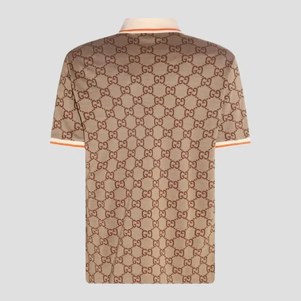 Áo Polo Nam Gucci Beige With GG Logo Printed 742384XJFGU2270 Màu Nâu Be Size M