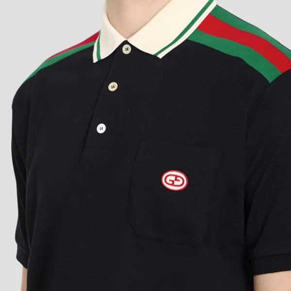 Áo Polo Nam Gucci Black With Interlocking G Logo Embroidered 737656/XJF4V1043 Màu Đen - Thời trang - Vua Hàng Hiệu