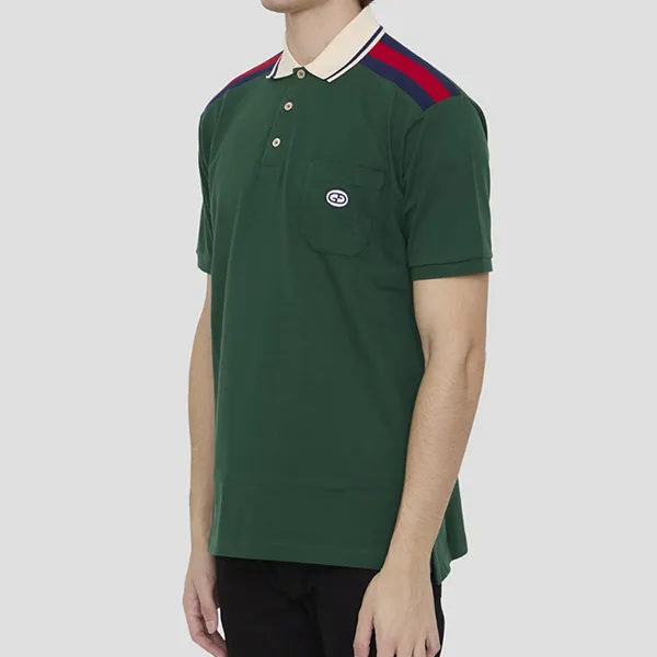 Áo Polo Nam Gucci Green With Interlocking G Logo Embroidered 737656/XJF4V3754 Màu Xanh Lá Size M