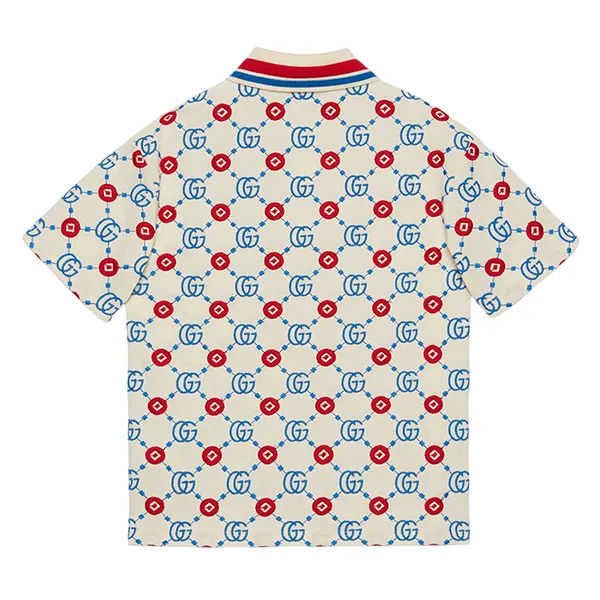 Áo Polo Nam Gucci White With GG Monogram Logo Printed 771443XJF4G9233 Phối Màu