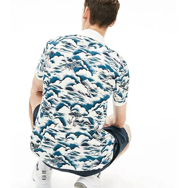 Áo Polo Nam Lacoste Classic Fit Branco LA222P07J-K11 Màu Xanh Trắng Size 3