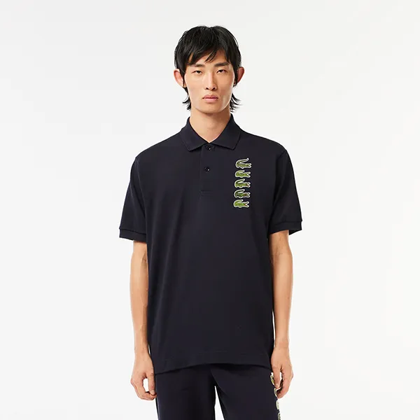 Áo Polo Nam Lacoste Croc Badge Pique Polo Shirt PH3474-51 Màu Xanh Navy Size 3
