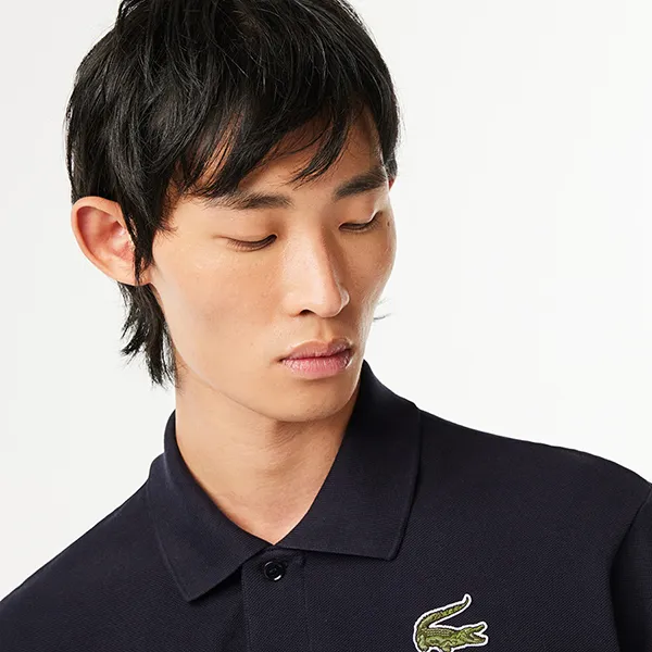 Áo Polo Nam Lacoste Croc Badge Pique Polo Shirt PH3474-51 Màu Xanh Navy Size 3