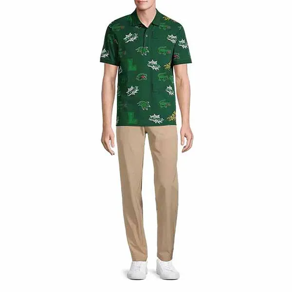Áo Polo Nam Lacoste Crocodile Comic Print Shirt PH1464-PZ1 Màu Xanh Lá Size 2 - Thời trang - Vua Hàng Hiệu