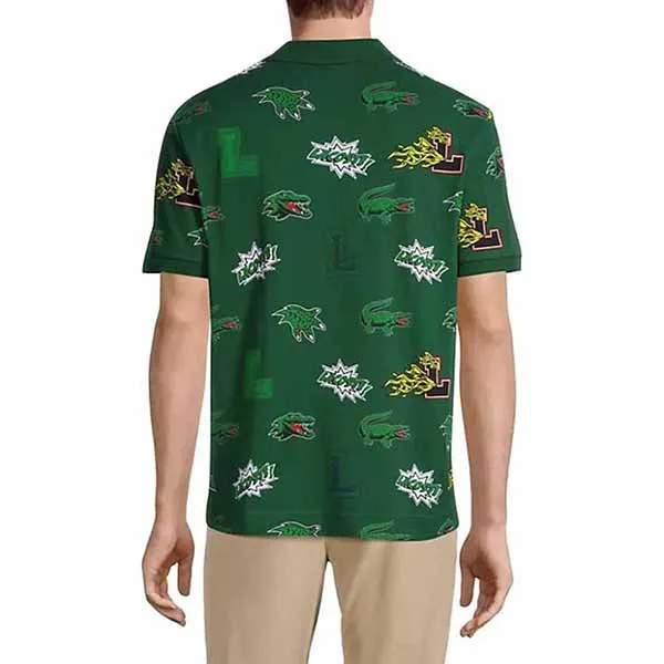 Áo Polo Nam Lacoste Crocodile Comic Print Shirt PH1464-PZ1 Màu Xanh Lá Size 2 - Thời trang - Vua Hàng Hiệu