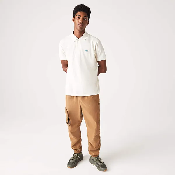 Áo Polo Nam Lacoste Men's Classic Fit Speckled Print Cotton Pique PH2363-74A Màu Ghi Trắng Size 3