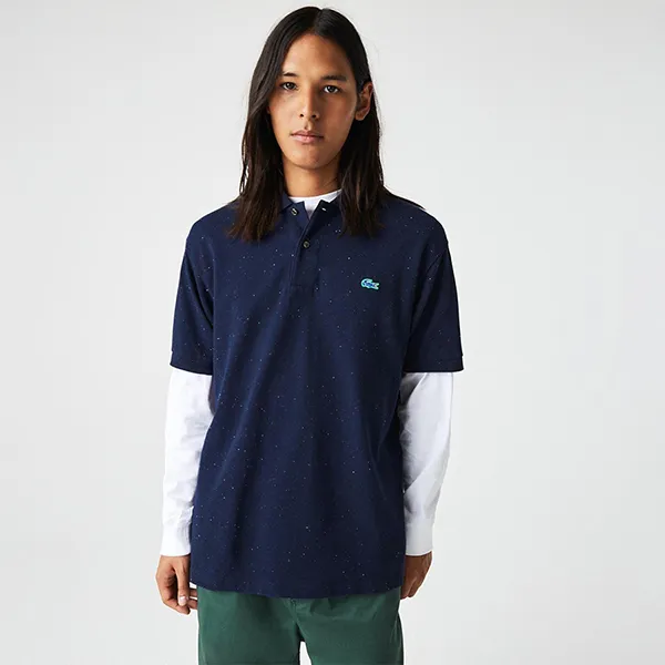 Áo Polo Nam Lacoste Men's Classic Fit Speckled Print Cotton Pique PH2363-7CG Màu Xanh Navy Size 3