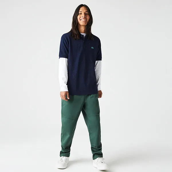 Áo Polo Nam Lacoste Men's Classic Fit Speckled Print Cotton Pique PH2363-7CG Màu Xanh Navy Size 3
