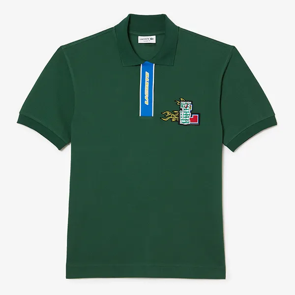 Áo Polo Nam Lacoste Men's Contrast Placket And Crocodile Badge PH1465-51-132 Màu Xanh Lá Size 3