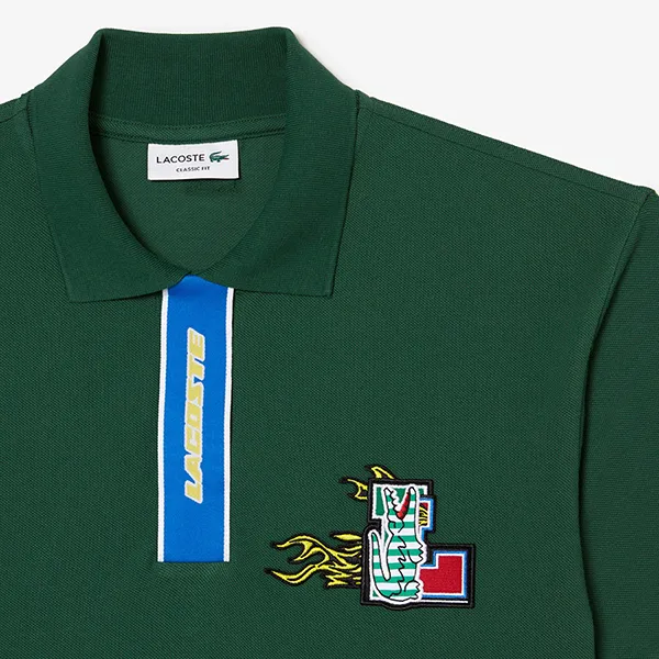 Áo Polo Nam Lacoste Men's Contrast Placket And Crocodile Badge PH1465-51-132 Màu Xanh Lá Size 3