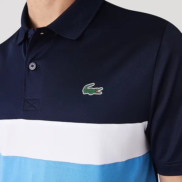 Áo Polo Nam Lacoste Men's Sport Tricolour Stripe Golf DH0585-52 Màu Xanh Navy Size 2