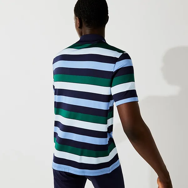 Áo Polo Nam Lacoste Men’s Sport Breathable Striped Stretch Golf Regular Fit DH6914-51-YN2 Màu Xanh Kẻ Size 4