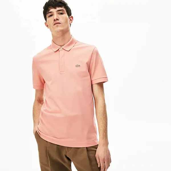 Áo Polo Nam Lacoste Mens Elf Pink Paris Stretch Regular Fit Shirt Màu Hồng Đào