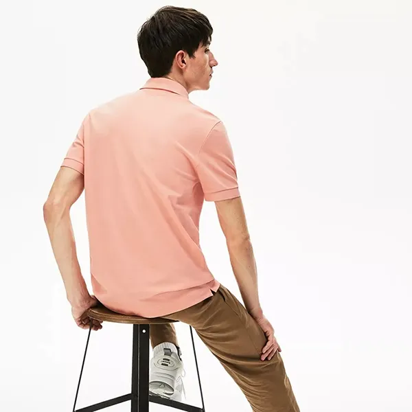 Áo Polo Nam Lacoste Mens Elf Pink Paris Stretch Regular Fit Shirt Màu Hồng Đào