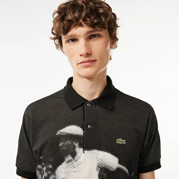 Áo Polo Nam Lacoste Original L.12.12 René Lacoste Print PH3449-00 Màu Đen Size 2