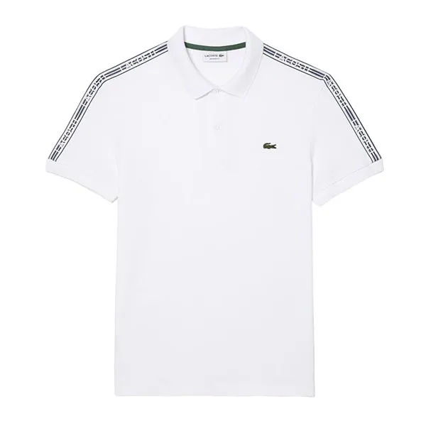 Áo Polo Nam Lacoste Regular Fit Logo Stripe Stretch Cotton PH5075-00-100 Màu Trắng Size 4 - 1