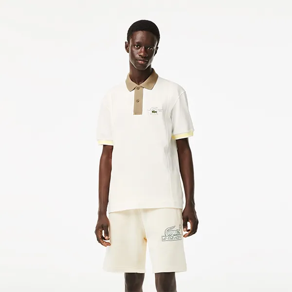 Áo Polo Nam Lacoste Two Tone Organic Cotton Polo Shirt PH5743 CRU Màu Trắng Kem Size 4 - Thời trang - Vua Hàng Hiệu