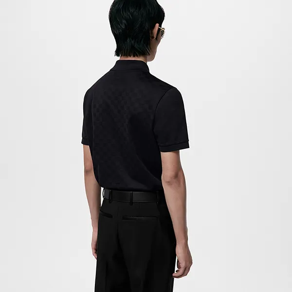 Áo Polo Nam Louis Vuitton LV Black With Logo Embroidered 1AFJEJ Màu Đen