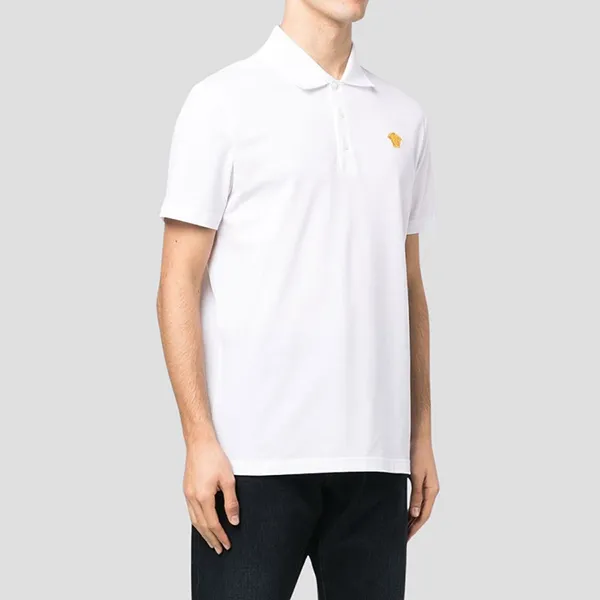 Áo Polo Nam Versace White With Medusa Logo Embroidered 1008492/1A060711W000 Màu Trắng