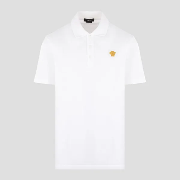Áo Polo Nam Versace White With Medusa Logo Embroidered 1008492/1A060711W000 Màu Trắng