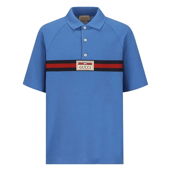 Áo Polo Nữ Gucci With Logo Embroidered 758815XJF3F4573 Màu Xanh Blue