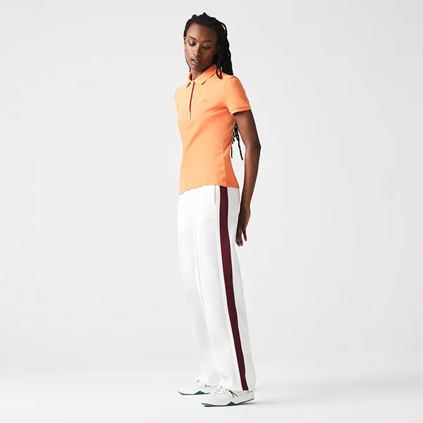 Áo Polo Nữ Lacoste Women's Slim Fit Orange Polo Shirt PF5462 NPB Màu Cam Size 34 - 1