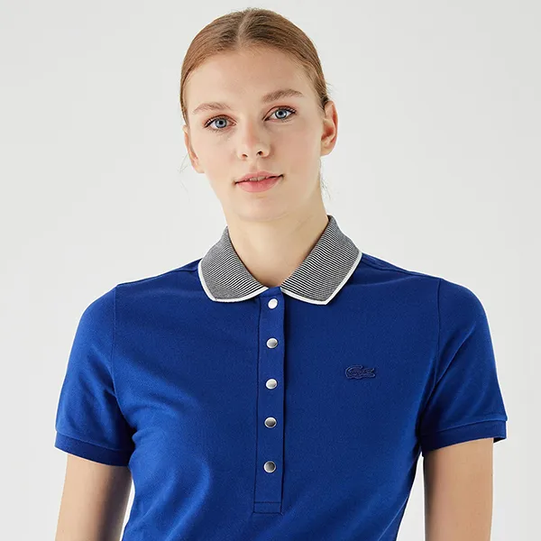 Áo Polo Nữ Lacoste Women's Slim Fit PF1178.BDM Màu Xanh Dương Size 34
