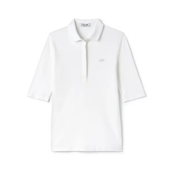 Áo Polo Nữ Lacoste Women's Slim Fit Stretch Mini Piqué PF7844.001 Màu Trắng Size 34
