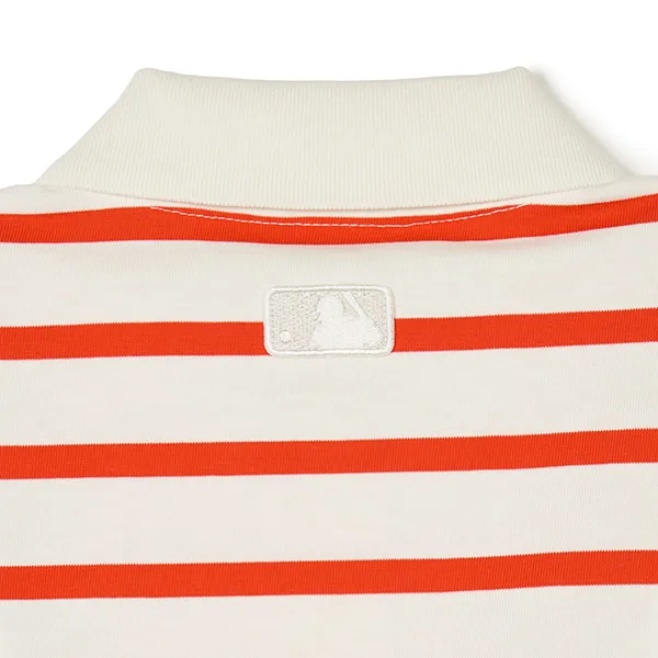 Áo Polo Nữ MLB Short Sleeves Logo Polos Varsity New York Yankees 3FPQV0143-50CRSL Màu Trắng Kẻ Cam Size XS - 4